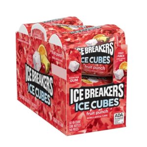 Ice Breakers Ice Cubes Fruit Punch 40pc Gum Pop Bottle 6ct
